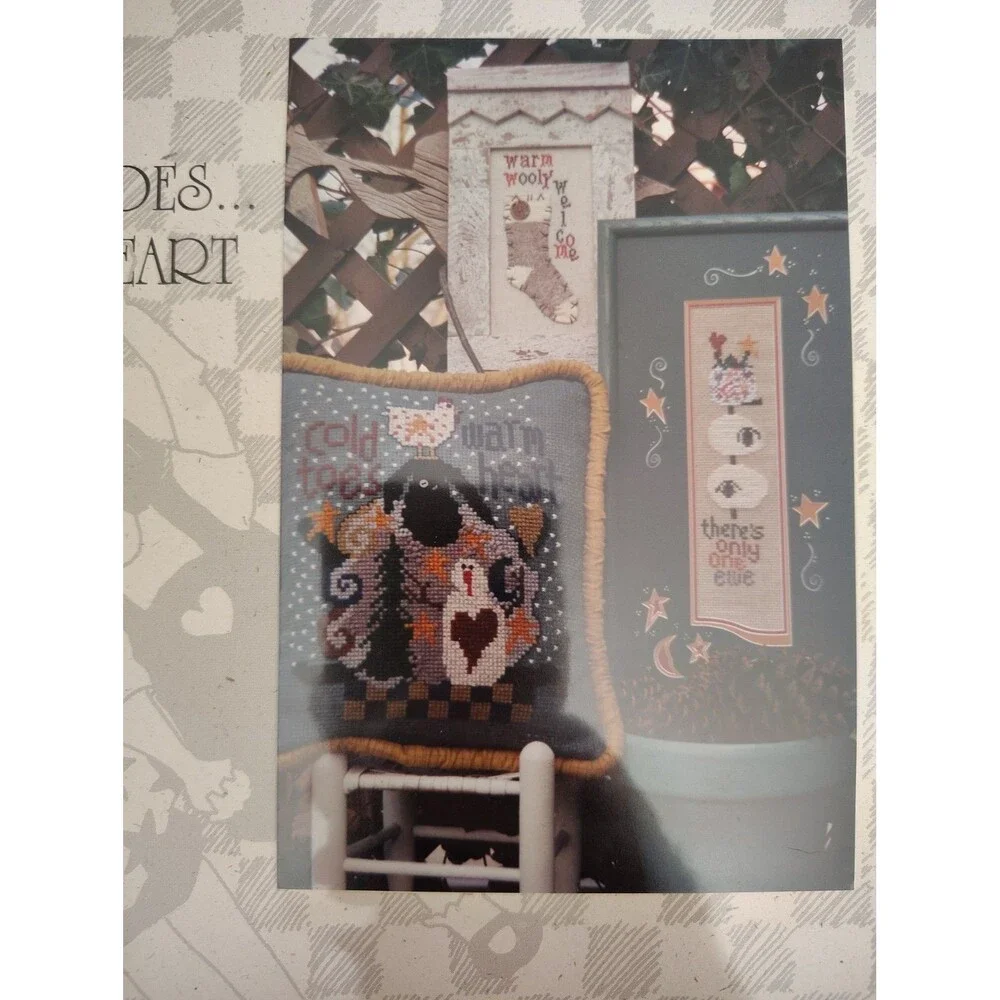 VTG Sisters & Best Friends Cold Toes Warm Heart Cross Stitch Pattern Leaflet...